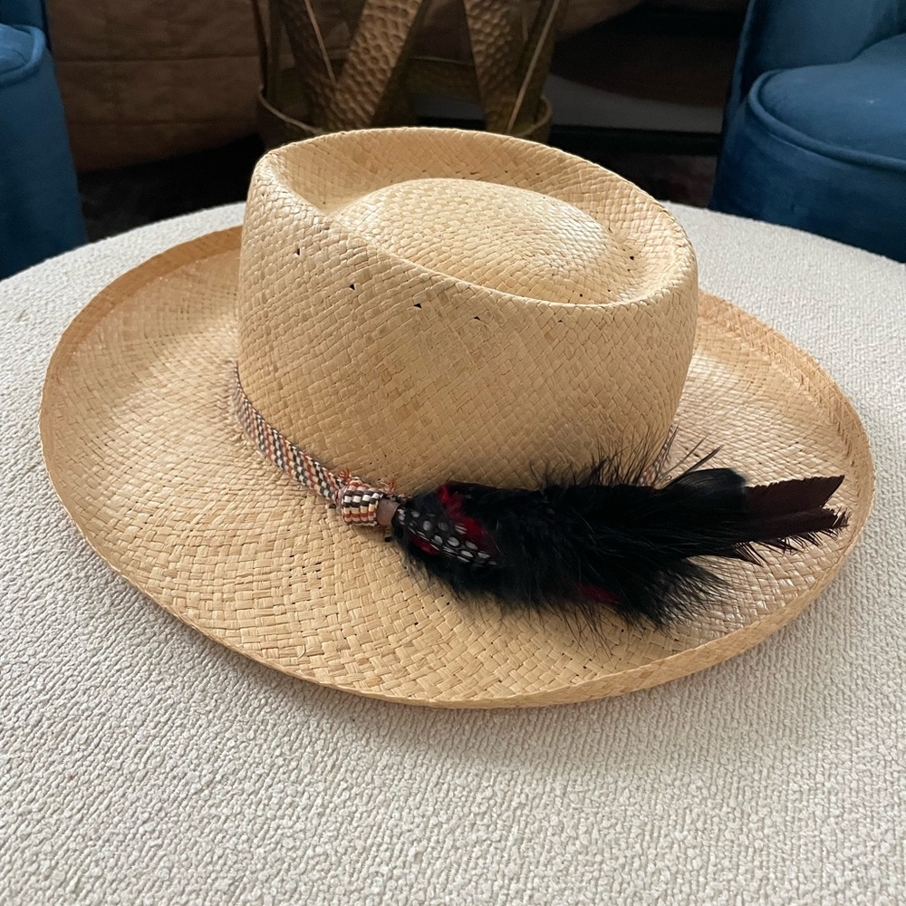 Vintage Straw Resistol Hat with Feather